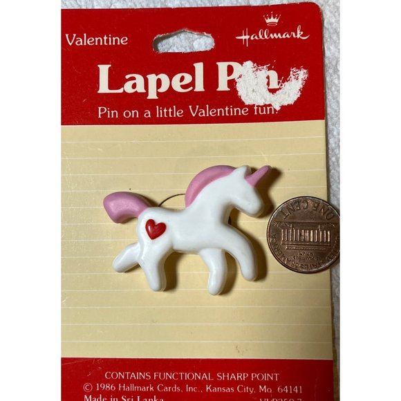 Hallmark Unicorn VALENTINES DAY PIN Vitage 1986 - Picture 4 of 8